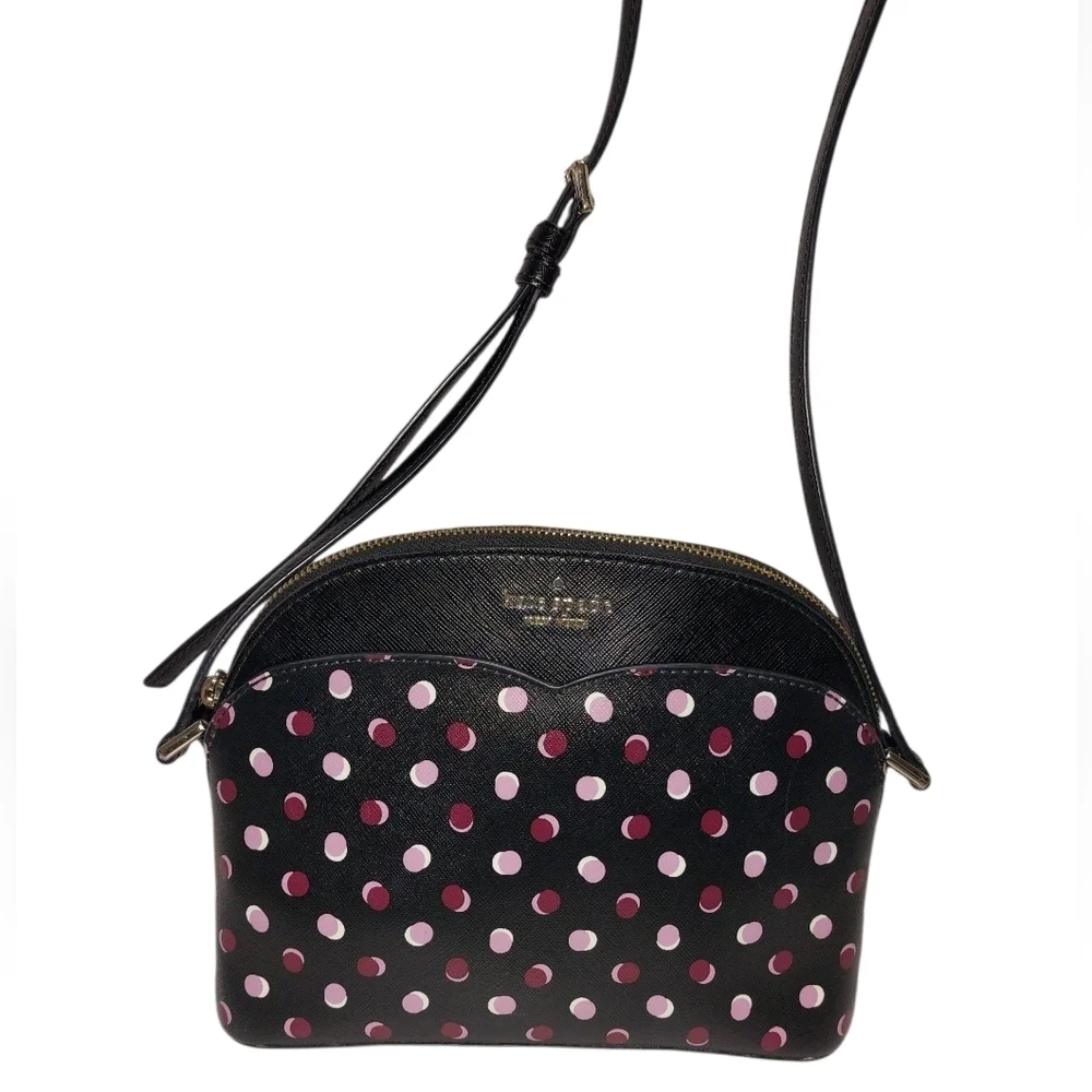 Kate Spade Black and Pink Polka Dot Crossbody Bag